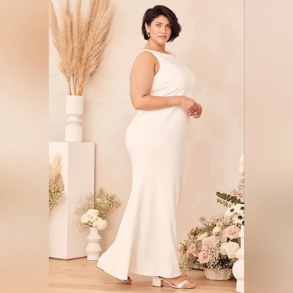 Love In Your Eyes Ivory Knotted Mermaid Maxi Dress - Picture 6 of 9